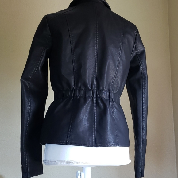 Baccini Taupe Faux Leather Moto Jacket Size Petite La